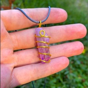 Purple aura quartz necklace
